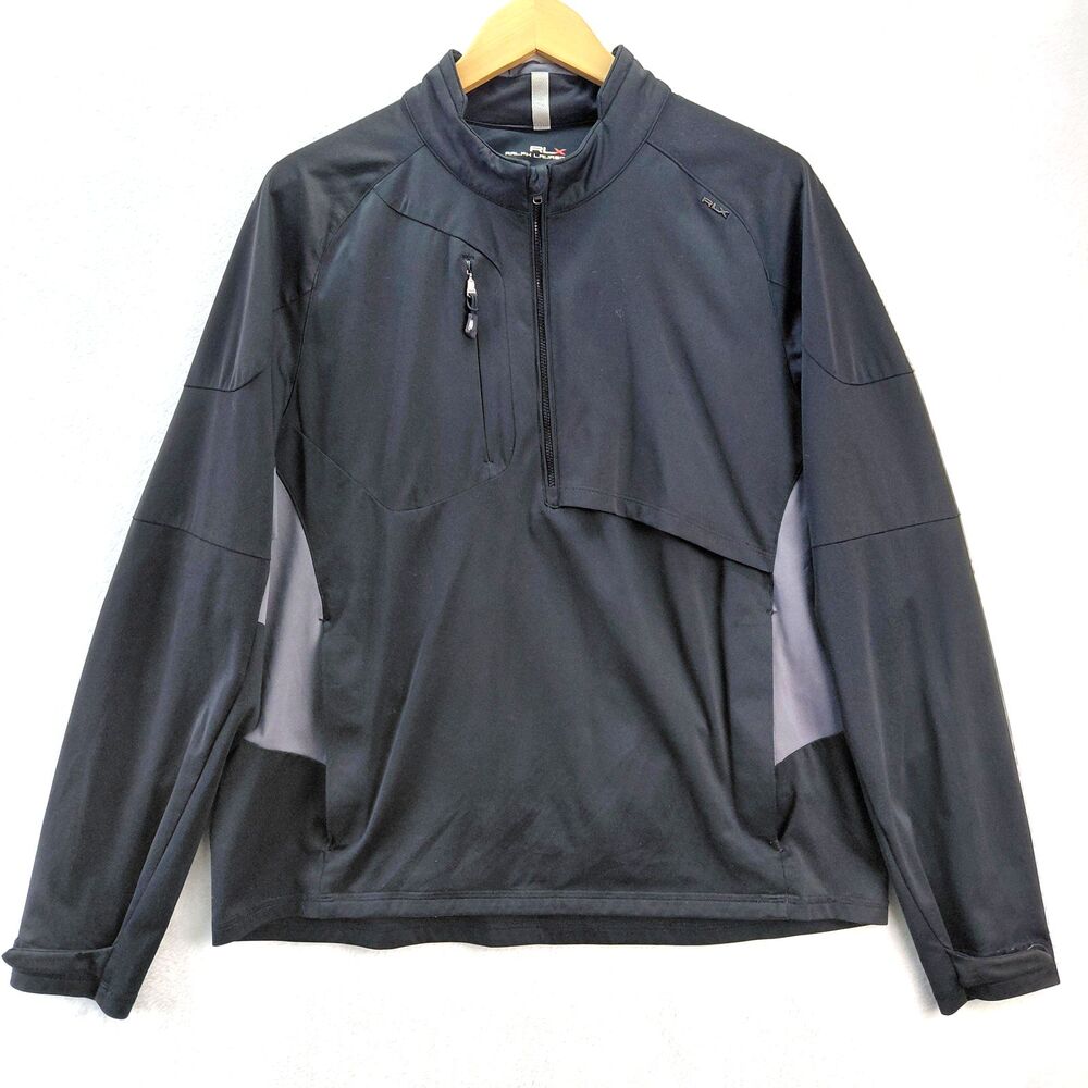 Ralph Lauren RLX Jacket Men Large Black 1/2 Zip Performance Golf Pullover Top